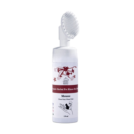 HOPET Organic Herbal Pet Rinse-Free Bath Mousse for Dogs & Cats 150ml