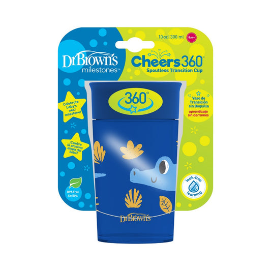 Dr. Brown's Cheers 360 Jungle Fun Cup w/ Lid & Handles 7oz  - Blue